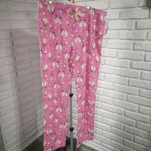 NWT Old Navy Men's Size XLT Pink with Penguins Flannel Straight Fit Sleep Pants